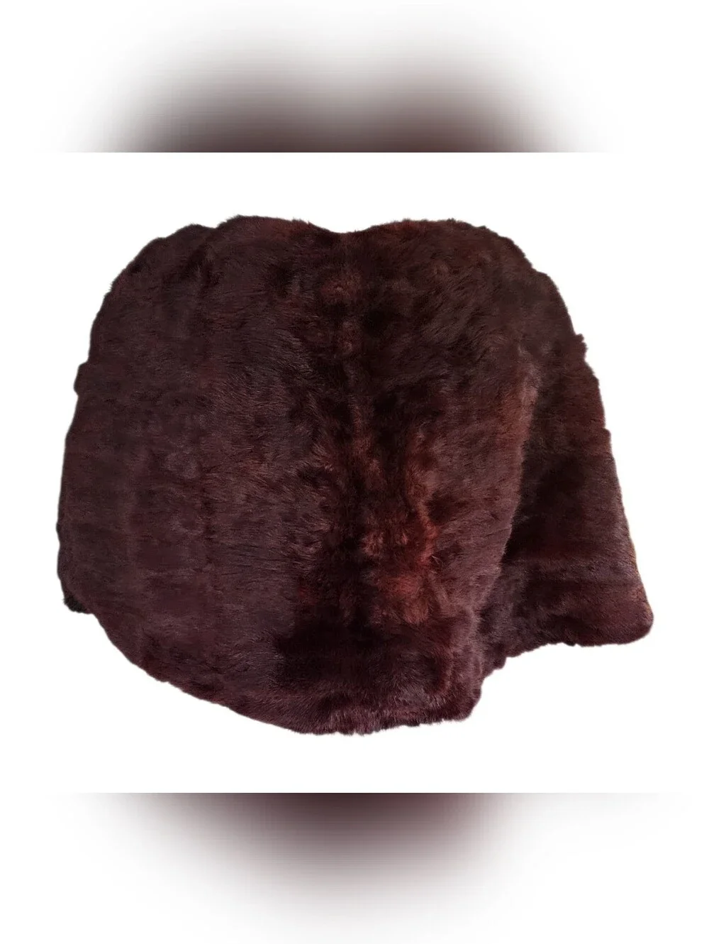Vintage Plush Burgundy Faux Fur Wrap Shawl - Elegant Women’s Accessory